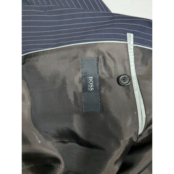 Hugo Boss Sport Coat 42 Long Blue Pink Pinstripe Super 120 Wool 2 Button Blazer - Picture 9 of 9